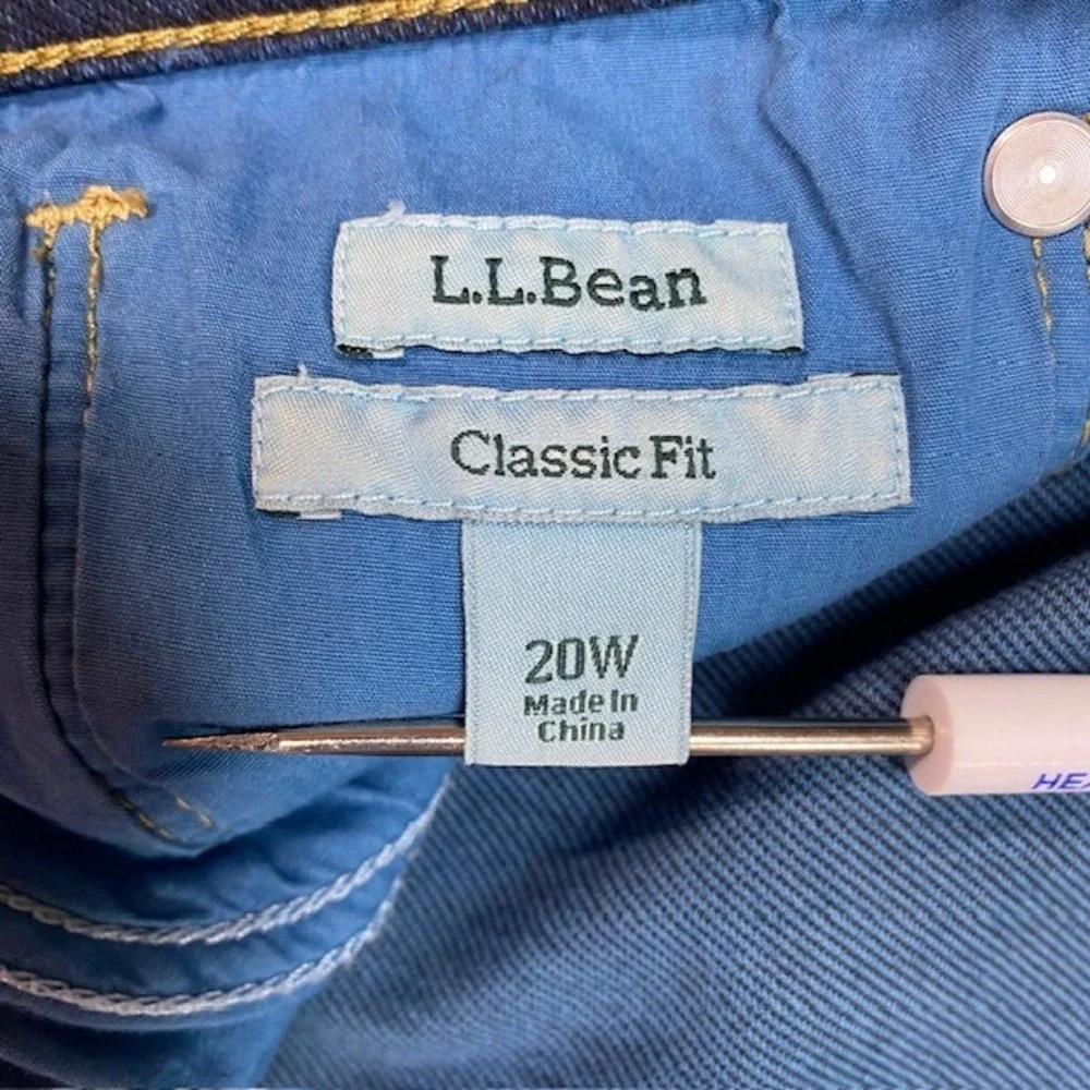LL Bean‎ Classic Fit Jeans Womens 20W Dark Wash Stretch Tapered Denim 300003